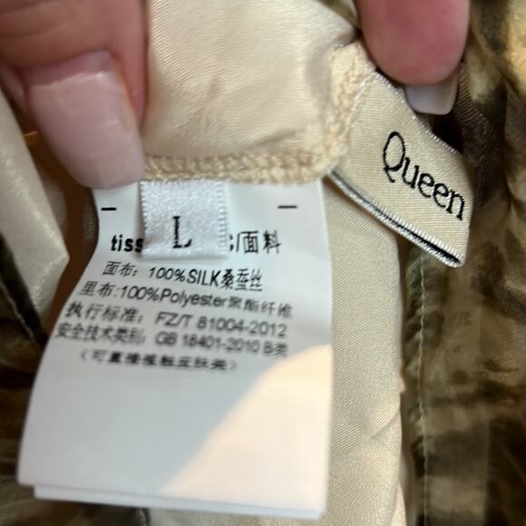 Queen Mulock 100% Silk Floral Boho Midi Flowy Dress - Size L - Picture 12 of 16